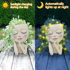 ASDFG cute face planter with drainage holes promotes root health