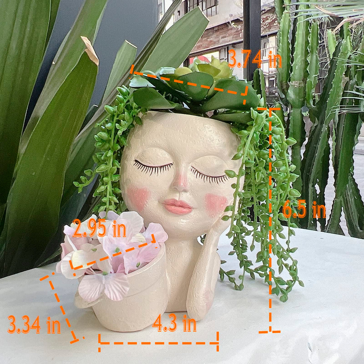 ASDFG face planter with 3.2-inch head opening for flowers.