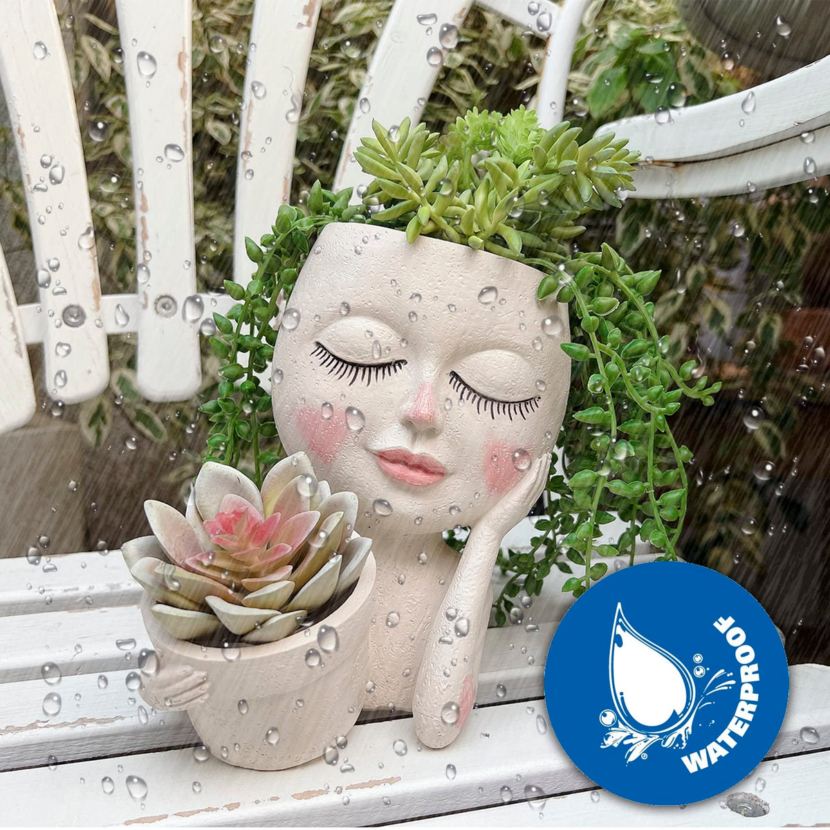 ASDFG decorative face pot ideal for windowsills, shelves, and desks.