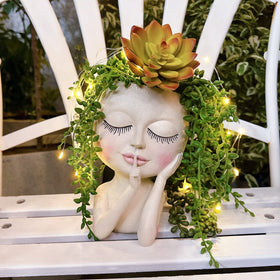 ASDFG resin head planter enables creative hair-plants display