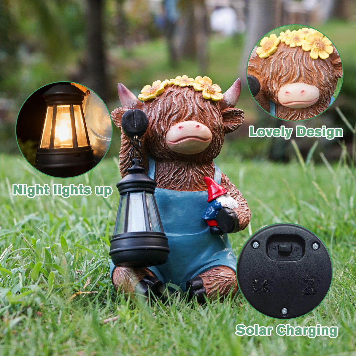 ASDFG Highland cow sculpture IP65 waterproof withstands rain and snow