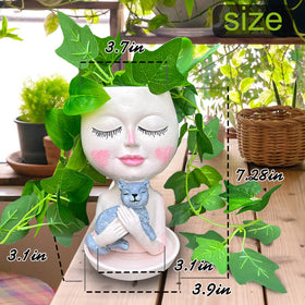 ASDFG lady-cat hug succulent pot for desks and shelves.