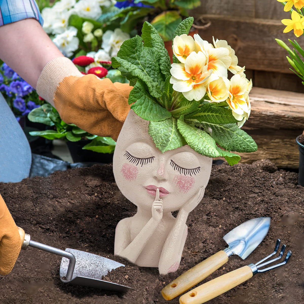 ASDFG large head planter adds whimsy to any space