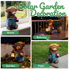 ASDFG Solar-powered cow statue glows softly after dark in the garden