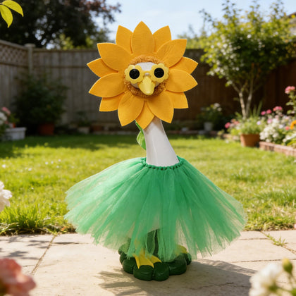 ASDFG porch goose statue with sunflower sunglasses outfit brightens outdoor spaces