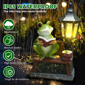 ASDFG Solar Frog Garden Decor lights up automatically at dusk.