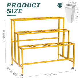 Asee'm 3-tier flower cart, side view, highlighting mobile, easy-to-reposition display.