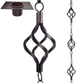 Aseneat Rain Chain Bird Cage 8.5ft adds elegant garden décor while guiding rainfall
