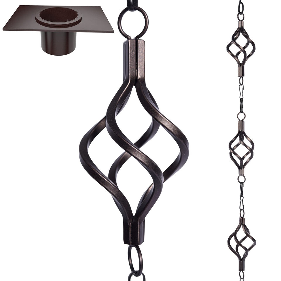 Aseneat Rain Chain Bird Cage 8.5ft adds elegant garden décor while guiding rainfall