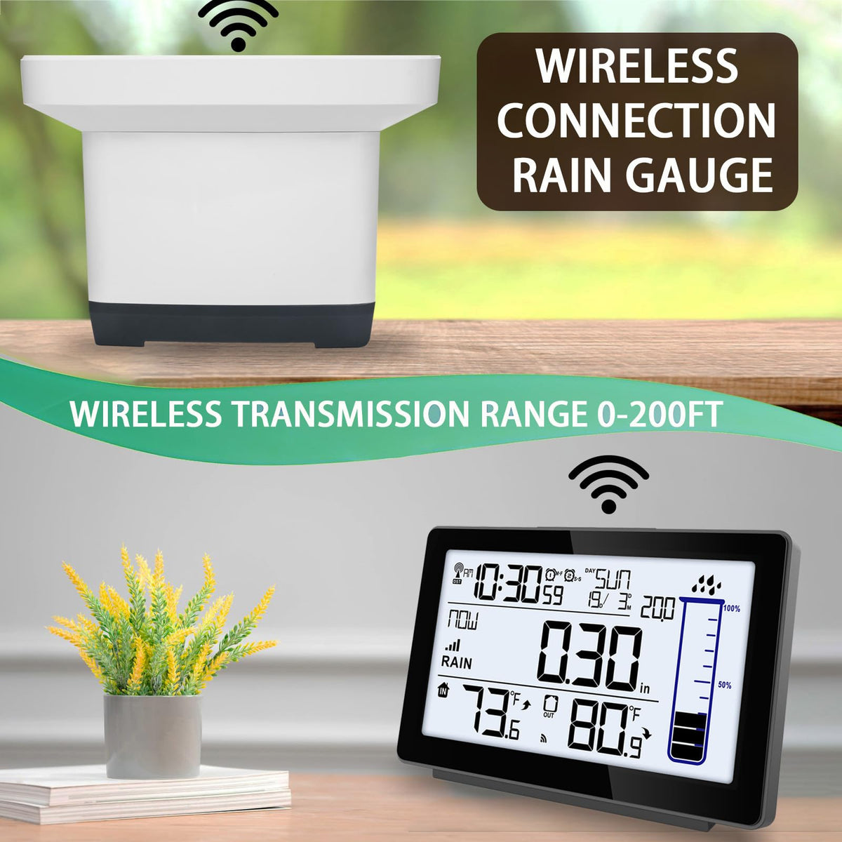 Asenron indoor-outdoor temperature readings help optimize irrigation and comfort.