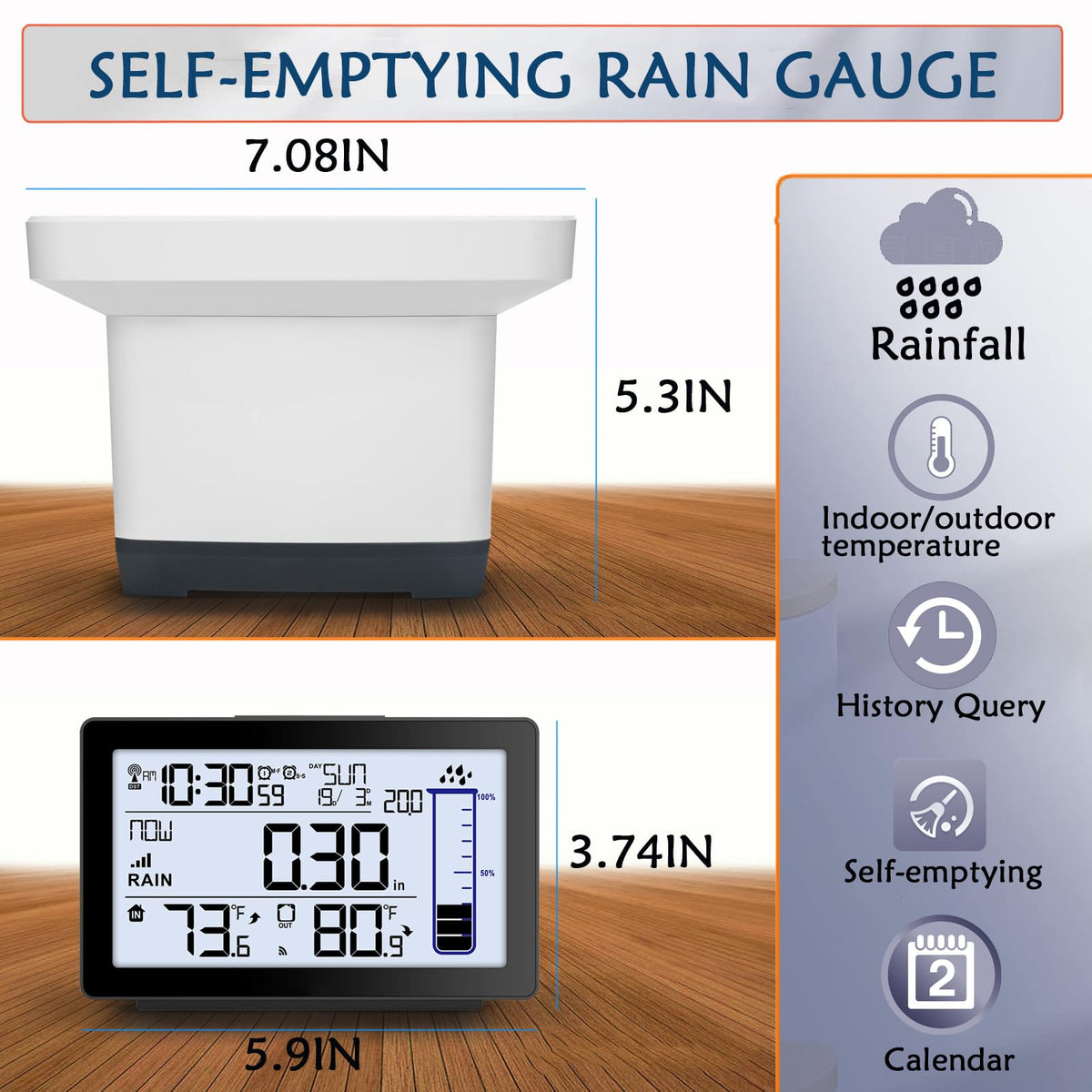 Asenron self-emptying rain gauge outdoor model reduces maintenance while tracking rainfall.