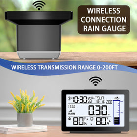 Asenron thermometer display provides temperature alongside rainfall for yard decisions.