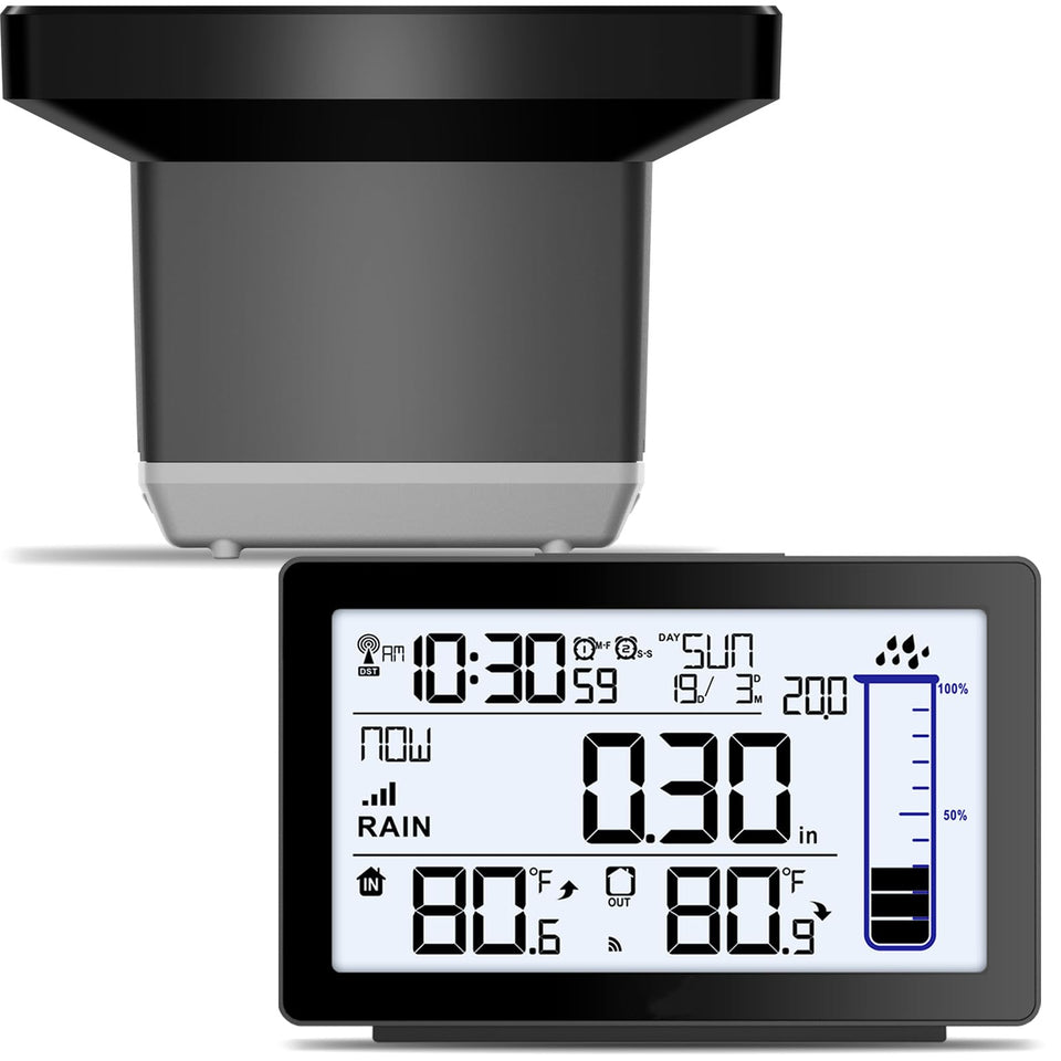 Asenron wireless rain gauge outdoor display shows real-time rainfall for smart watering.