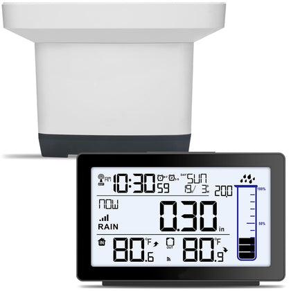 Asenron wireless rain gauge outdoor sensor shows real-time rainfall for smart irrigation.