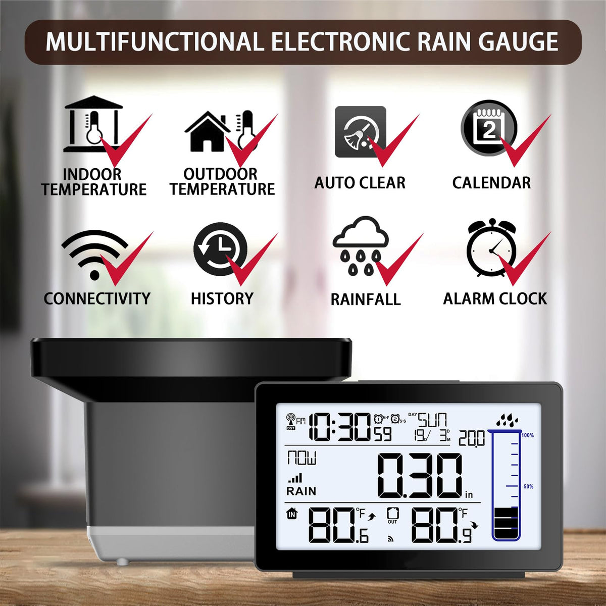 Asenron WWVB clock ensures accurate time for data logging.