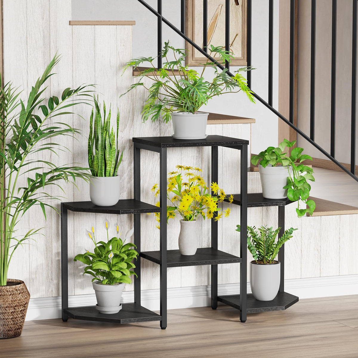 Asgolion indoor plant shelf with heavy duty frame supports heavier pots
