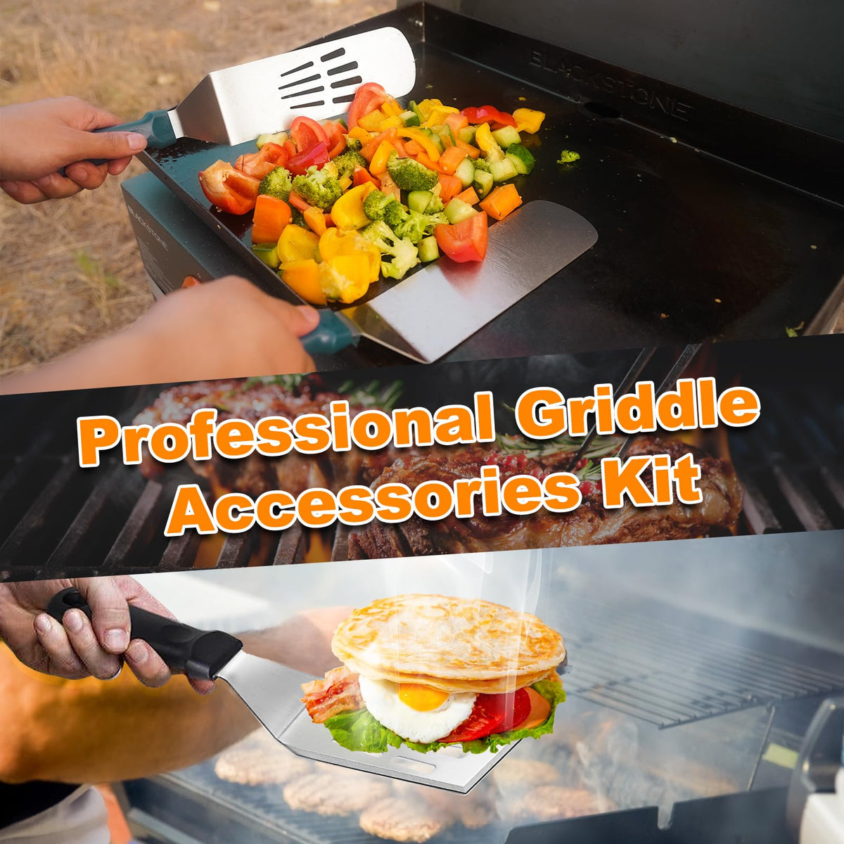 Ashihoti Official long grip griddle spatula for efficient flipping in large batches.