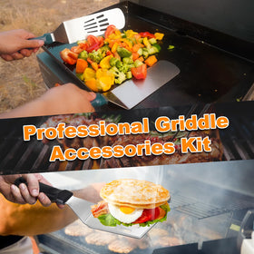 Ashihoti Official long grip griddle spatula for efficient flipping in large batches.