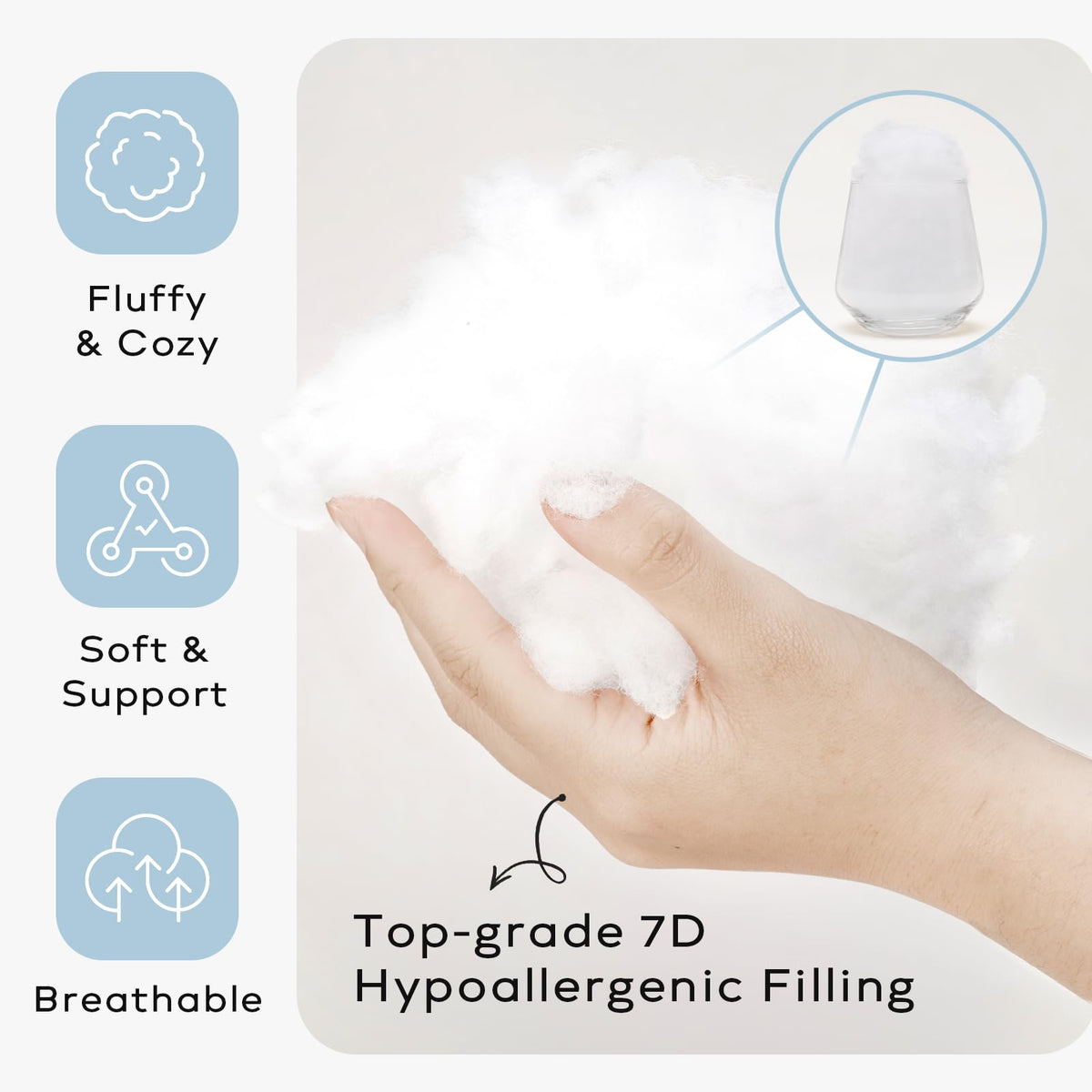 Ashler Home Deco 7D fiber fill demonstrates resilient, comfortable support in use.