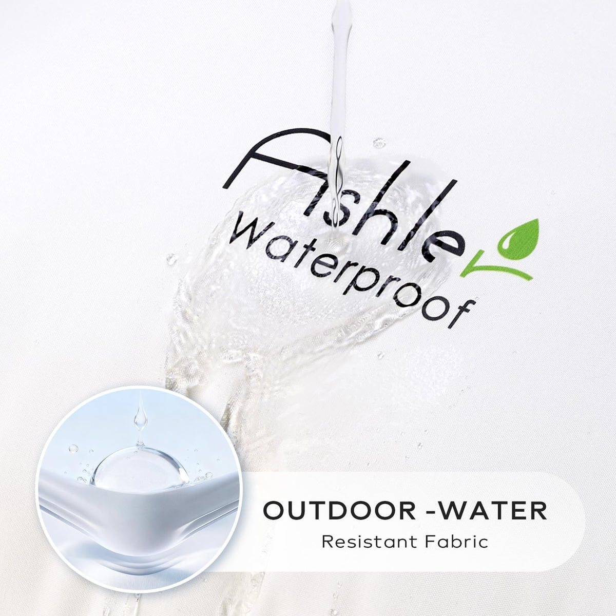 Ashler Home Deco waterproof fabric close-up showing durable, skin-friendly textile for outdoors.