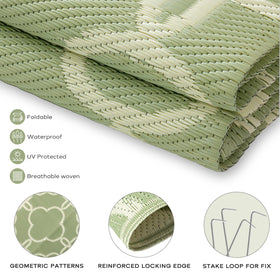 Ashler Home Deco lightweight outdoor rug with carrying bag for easy storage and travel.