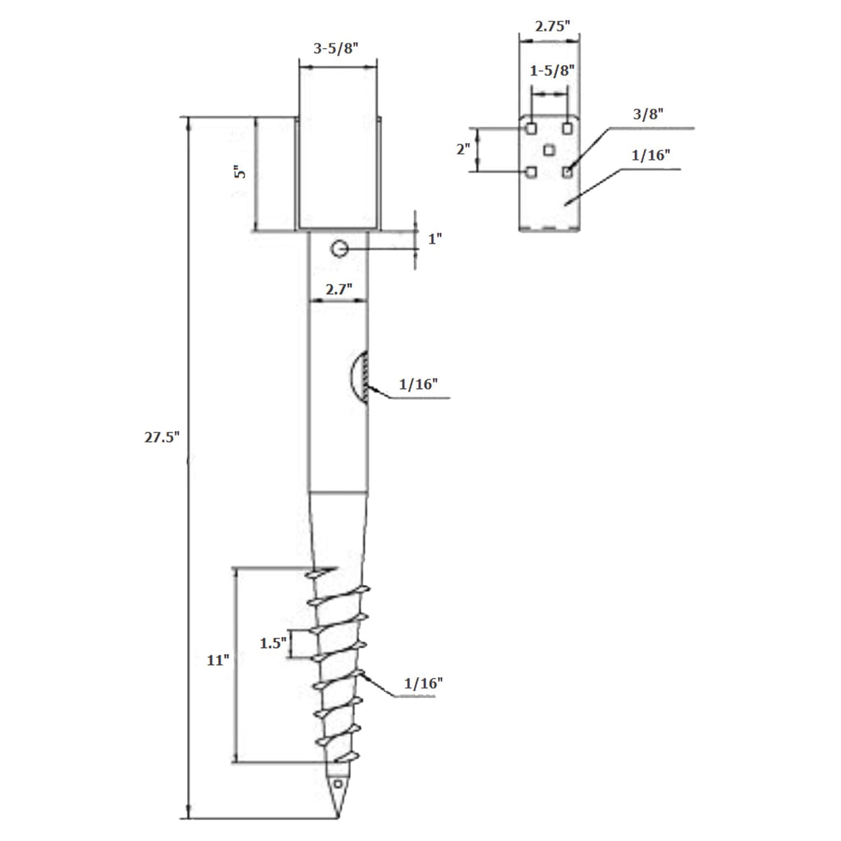 AshmanOnline galvanized metal ground screw designed for outdoor durability.