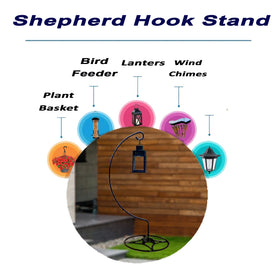 AshmanOnline shepherd hook stand holds a bird cage for decorative appeal.