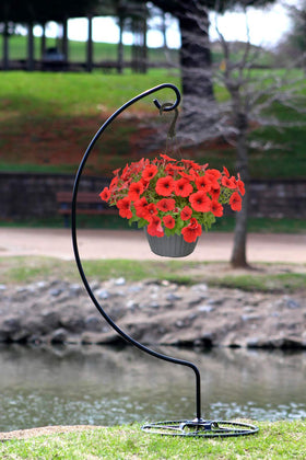AshmanOnline shepherd hook stand outdoor garden setup supports a bird feeder securely.