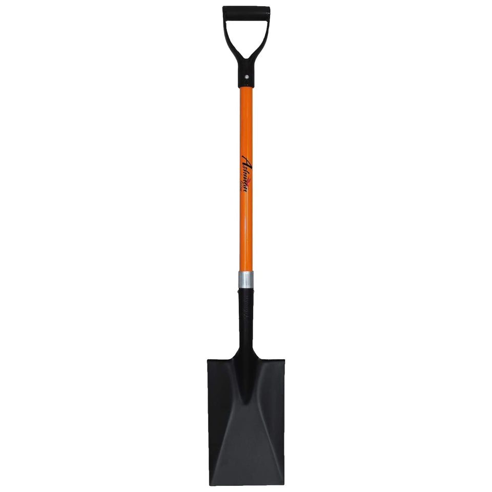AshmanOnline spade shovel with 41-inch D-handle for comfortable trenching and edging.