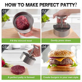 ASJIADE burger press creates evenly shaped patties for uniform browning.