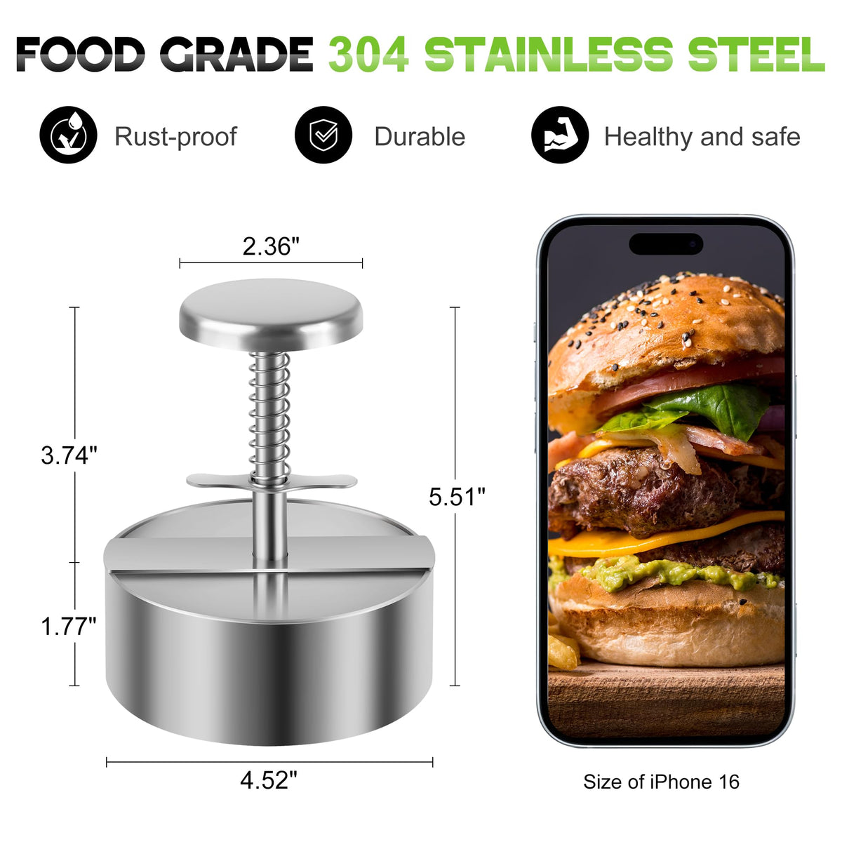ASJIADE adjustable thickness gauge lets you choose 14 oz patties.