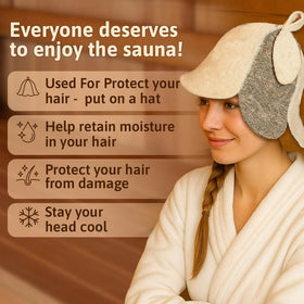ASKOLD Finnish sauna cap for women, soft wool texture balances warmth and comfort.