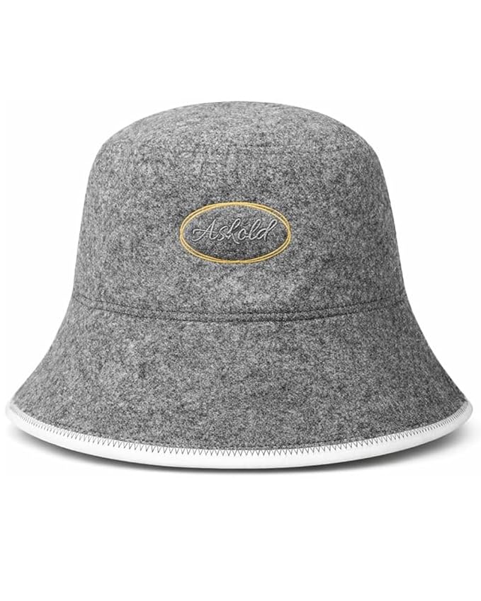 ASKOLD sauna hat gray front view for hair protection