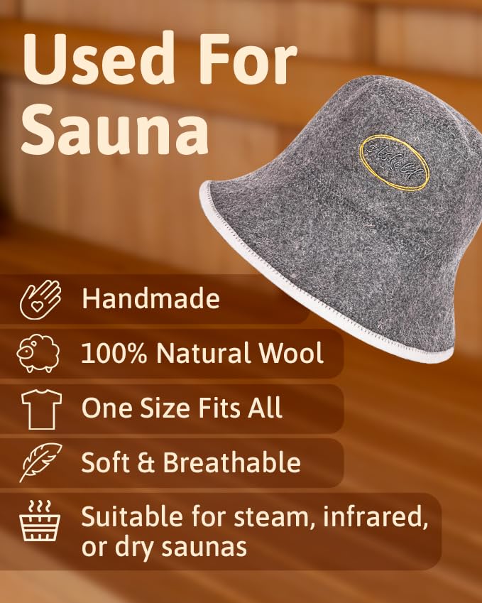 ASKOLD sauna hat gray texture close-up showing natural wool softness