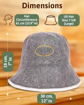 ASKOLD sauna hat gray worn during sauna for comfort and hair protection