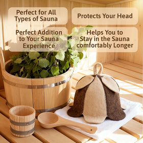 ASKOLD wool sauna hat dimensions 59 cm, one size fits most.