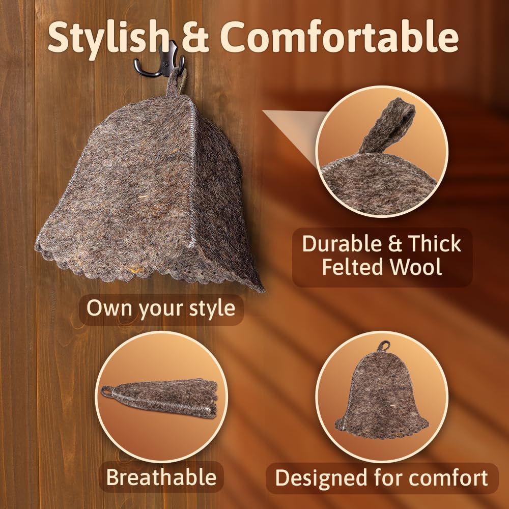 ASKOLD Wool Sauna Hat gray top view highlights balanced heat and comfort