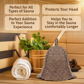 ASKOLD Wool Sauna Hat gray worn by a woman for comfort