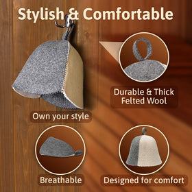 ASKOLD wool sauna hat top view classic grey finish for versatile use