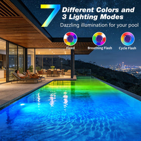 Askyli pool lights with remote control for easy color cycling and timed scenes.
