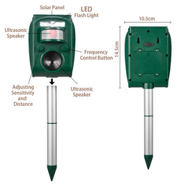 Aspect Living solar ultrasonic animal repellent wall‑mount installation for perimeter protection.