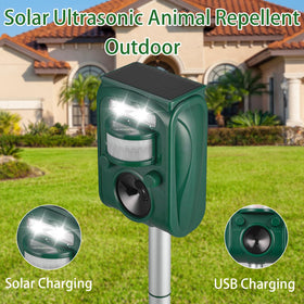 Aspect Living solar ultrasonic animal repellent IP65 waterproof housing withstands rain.