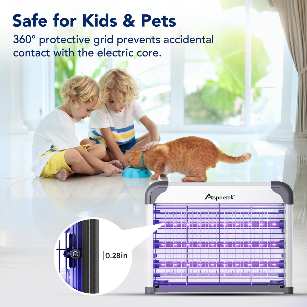 Aspectek indoor coverage suitable for kitchens, bedrooms, and offices.