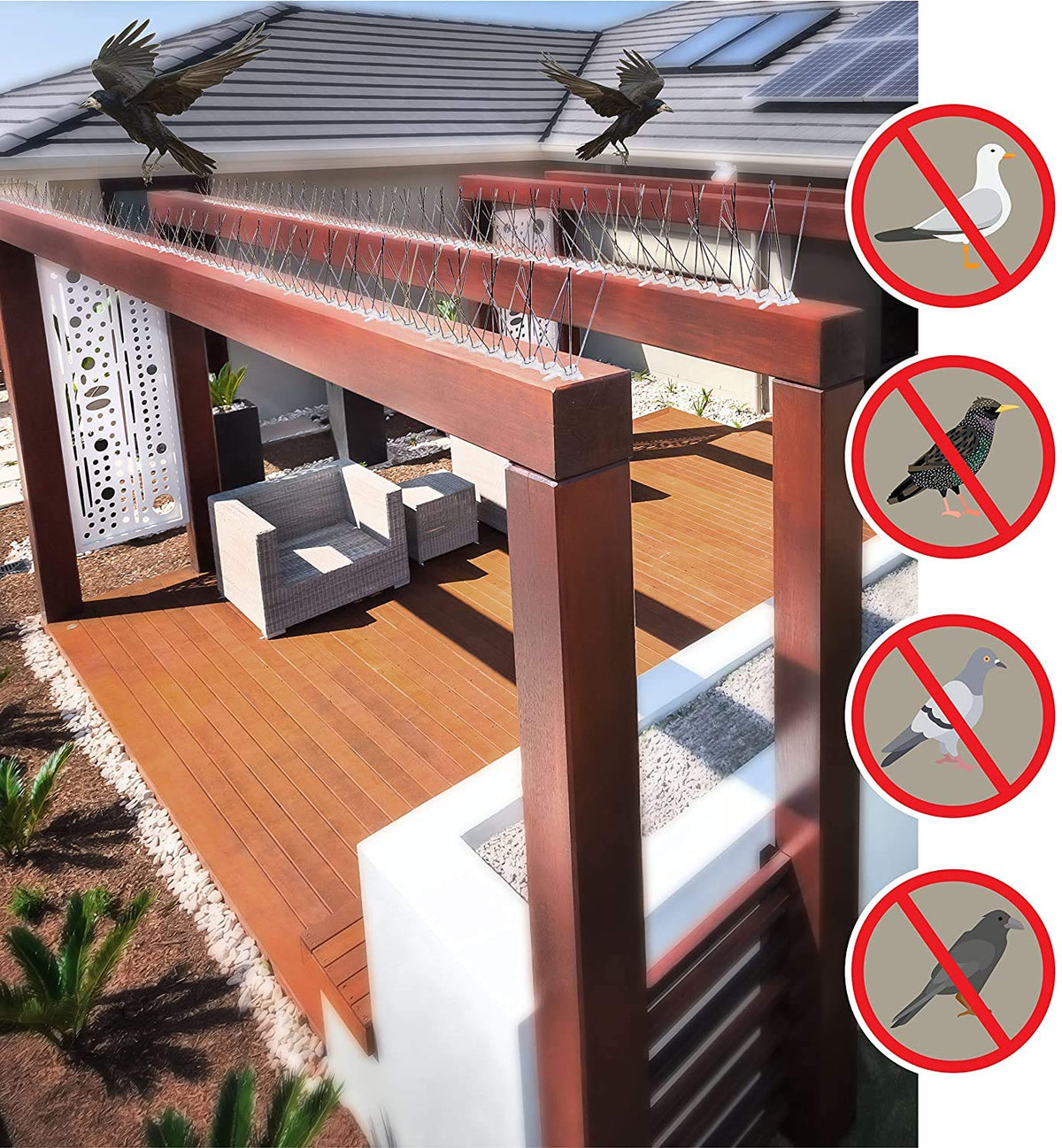 Aspectek humane deterrent helps reduce roosting without harming birds.
