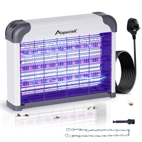 Aspectek LED bug zapper dual-spectrum lights attract more pests for effective indoor control.