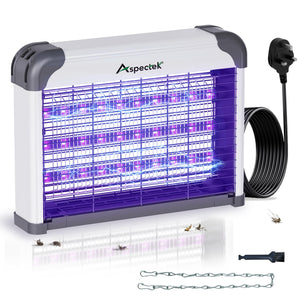 Aspectek LED bug zapper dual-spectrum lights attract more pests for effective indoor control.