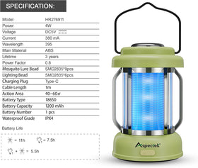 ASPECTEK portable rechargeable design ideal for patios and gardens