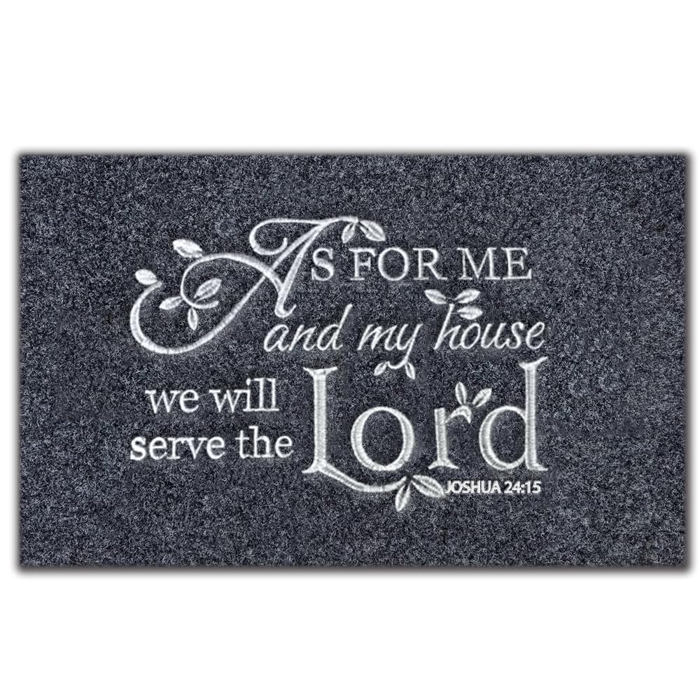 Assaoy door mat outside entrance in black welcomes guests while helping keep floors clean.