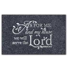 Assaoy door mat outside entrance in black welcomes guests while helping keep floors clean.
