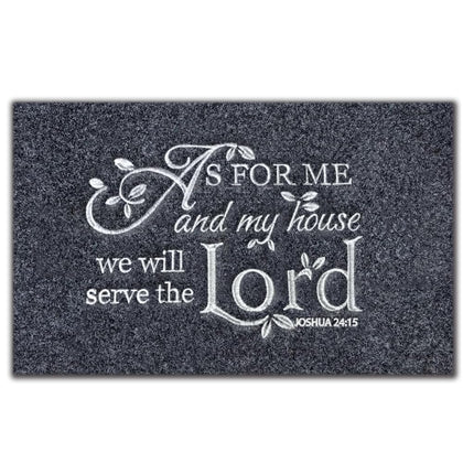 Assaoy door mat outside entrance in black welcomes guests while helping keep floors clean.